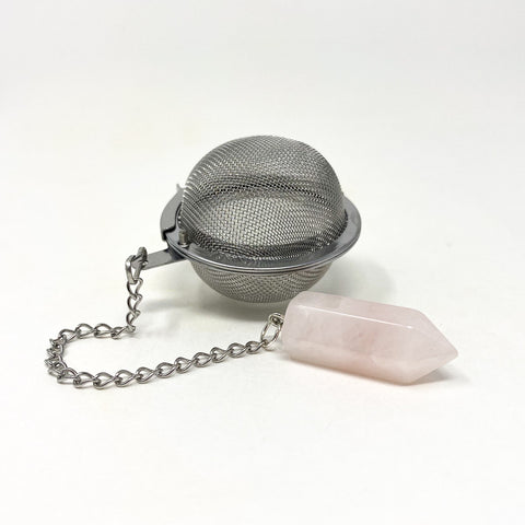 Crystal Tea Strainer Rose Quartz